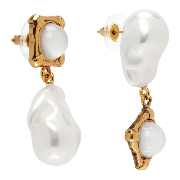  에르뎀 Erdem Gold Pearl & Stone Drop Earrings 241641F022001
