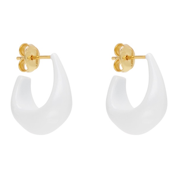  르메르 LEMAIRE White & Gold Curved Mini Drop Earrings 241646F022011