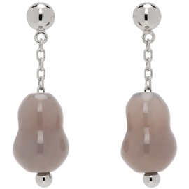 르메르 LEMAIRE Silver & Gray Carved Stones Earrings 241646F022012