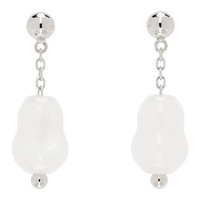 르메르 LEMAIRE White & Silver Carved Stones Earrings 241646F022013