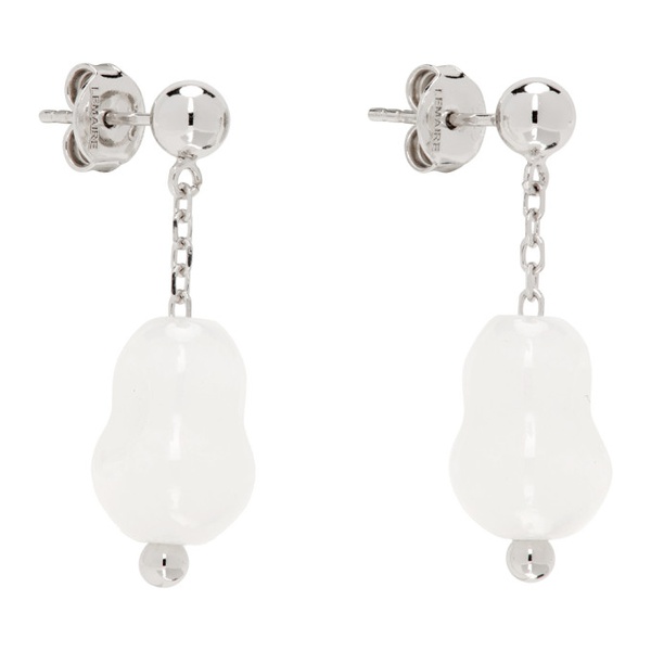  르메르 LEMAIRE White & Silver Carved Stones Earrings 241646F022013