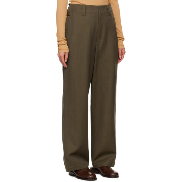  르메르 LEMAIRE Brown Maxi Trousers 241646F087008