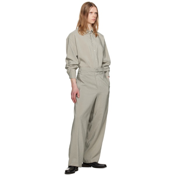  르메르 LEMAIRE Gray Seamless Belted Trousers 241646M191001