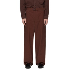 르메르 LEMAIRE Brown Seamless Belted Trousers 241646M191002