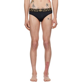 베르사체 언더웨어 베르사체 Versace Underwear Black Greca Border Swim Briefs 241653M208017
