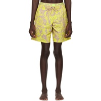 베르사체 언더웨어 베르사체 Versace Underwear Yellow Barocco Stencil Swim Shorts 241653M208030
