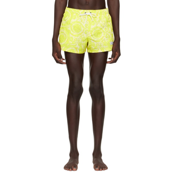 베르사체 베르사체 언더웨어 베르사체 Versace Underwear Yellow Barocco Swim Shorts 241653M208041