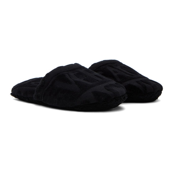 베르사체 베르사체 언더웨어 베르사체 Versace Underwear Black Allover Towel Slippers 241653M231000