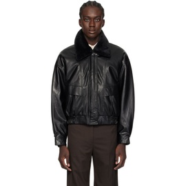 로우 클래식 LOW CLASSIC Black Short Faux-Leather Jacket 241666M180003
