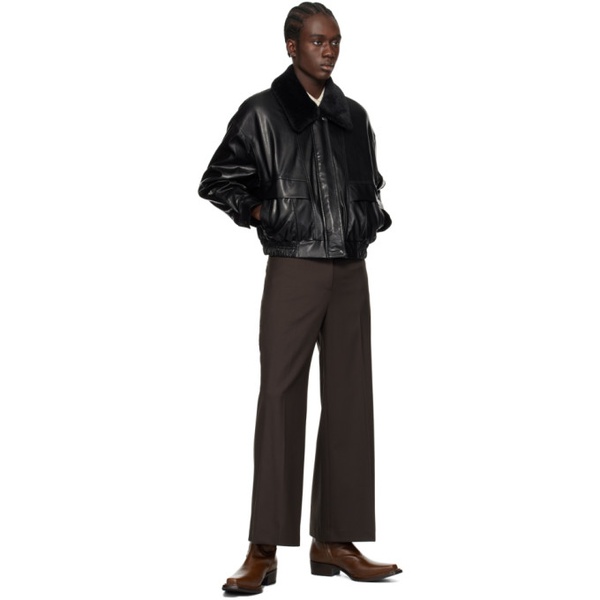 로우 클래식 LOW CLASSIC Black Short Faux-Leather Jacket 241666M180003