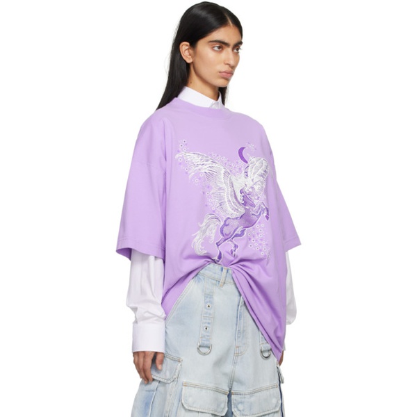  베트멍 VETEMENTS Purple Flying Unicorn T-Shirt 241669F110029