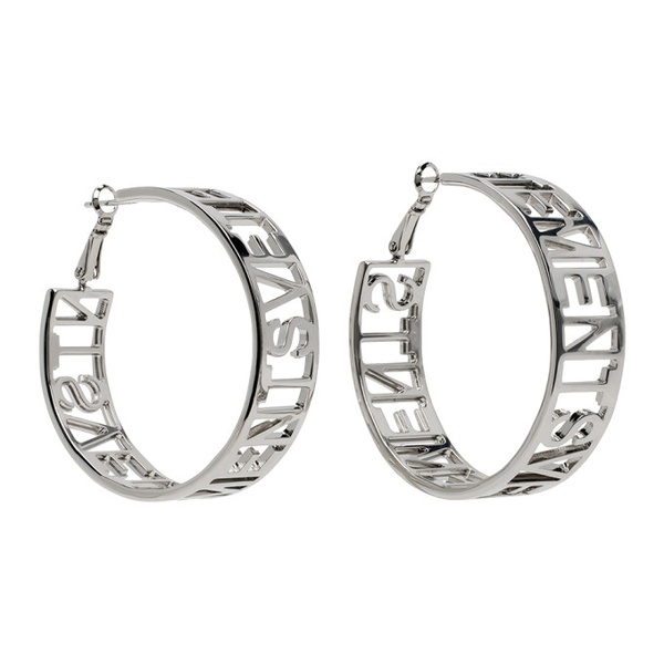  베트멍 VETEMENTS Silver Small Logo Hoop Earrings 241669M144000