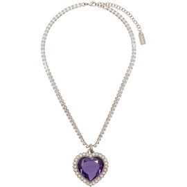 베트멍 VETEMENTS Silver & Purple Crystal Heart Necklace 241669M145005