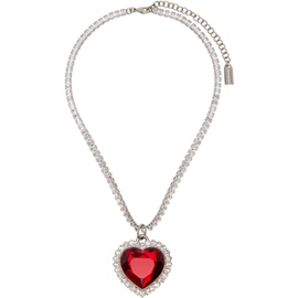 베트멍 VETEMENTS Silver & Red Crystal Heart Necklace 241669M145006