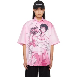 베트멍 VETEMENTS Pink Anime Shirt 241669M192003