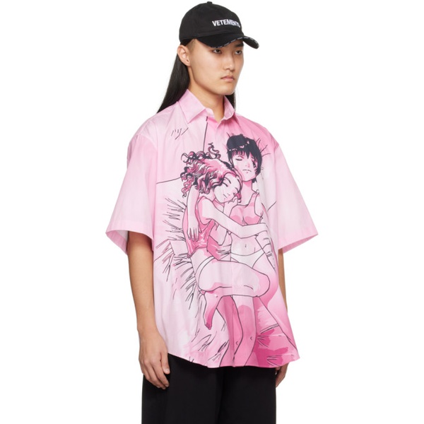  베트멍 VETEMENTS Pink Anime Shirt 241669M192003