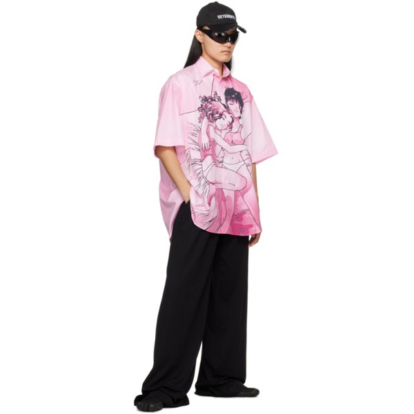  베트멍 VETEMENTS Pink Anime Shirt 241669M192003