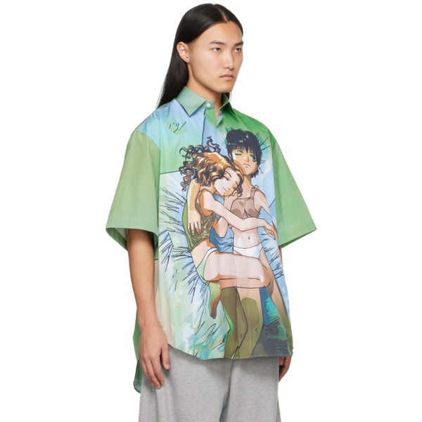  베트멍 VETEMENTS Green Anime Shirt 241669M192004
