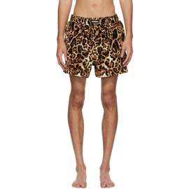 베트멍 VETEMENTS Brown Leopard Swim Shorts 241669M208003