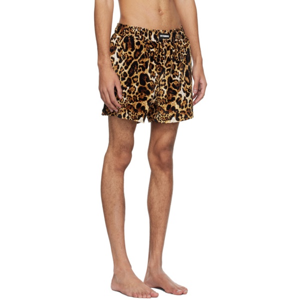  베트멍 VETEMENTS Brown Leopard Swim Shorts 241669M208003