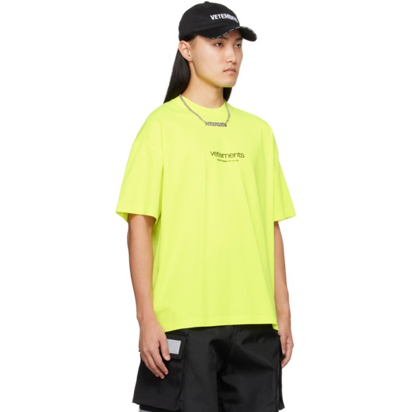  베트멍 VETEMENTS Yellow Bonded T-Shirt 241669M213002