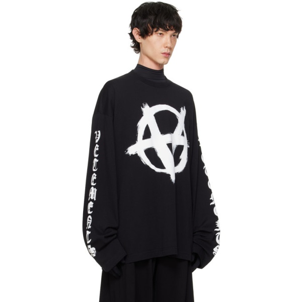  베트멍 VETEMENTS Black Double Anarchy Long Sleeve T-Shirt 241669M213038
