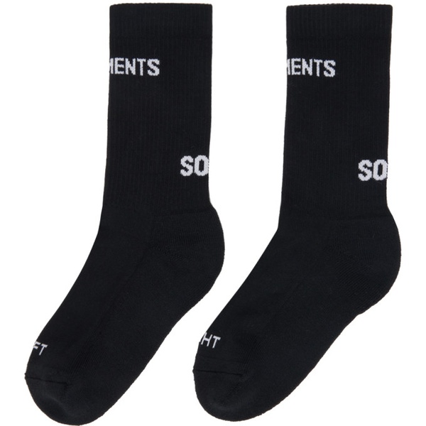  베트멍 VETEMENTS Black Logo Socks 241669M220003