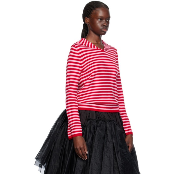  Comme des Garcons Girl Red & Pink Striped Sweater 241670F110002