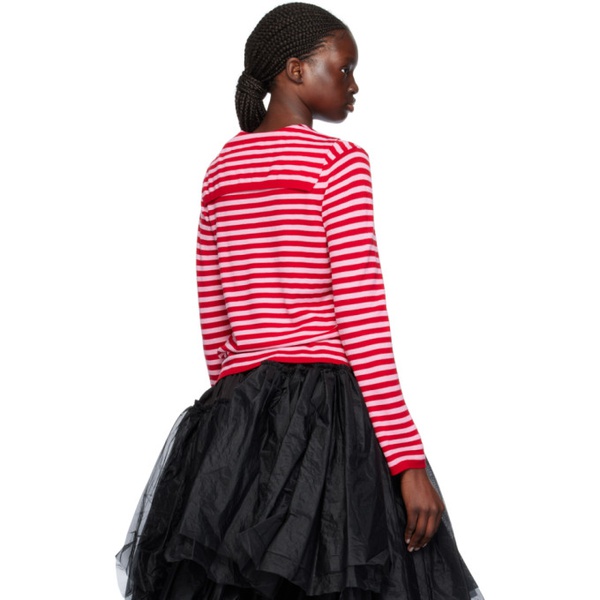  Comme des Garcons Girl Red & Pink Striped Sweater 241670F110002