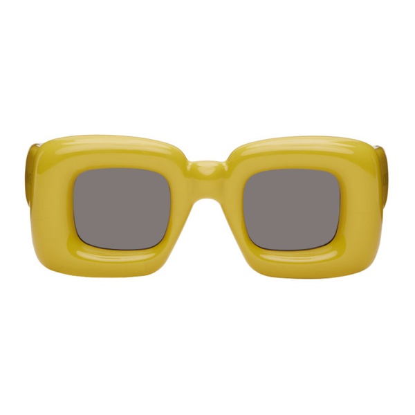 로에베 로에베 LOEWE Yellow Inflated Rectangular Sunglasses 241677F005006