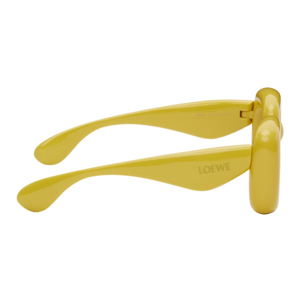 로에베 로에베 LOEWE Yellow Inflated Rectangular Sunglasses 241677F005006