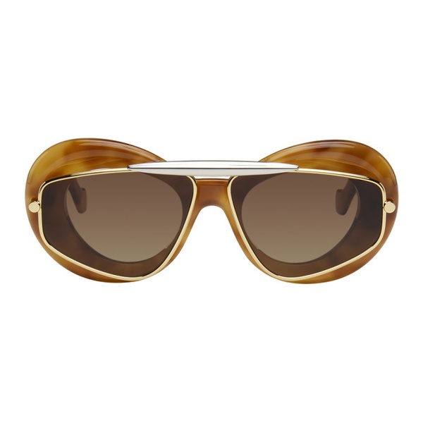 로에베 로에베 LOEWE Brown Wing Double Frame Sunglasses 241677M134020