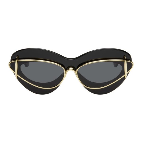 로에베 로에베 LOEWE Black Cateye Double Frame Sunglasses 241677M134022