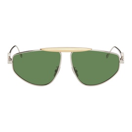로에베 LOEWE Silver & Green Aviator Sunglasses 241677M134030