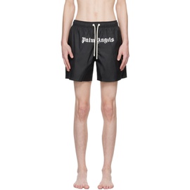 팜엔젤스 Palm Angels Black Printed Swim Shorts 241695M208002