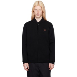 Fred Perry Black Embroidered Cardigan 241719M200003