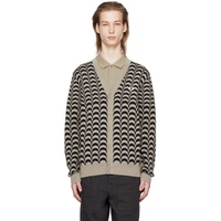 Fred Perry Taupe & Black Jacquard Cardigan 241719M200004