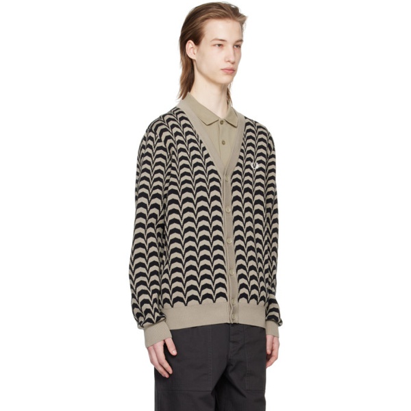  Fred Perry Taupe & Black Jacquard Cardigan 241719M200004