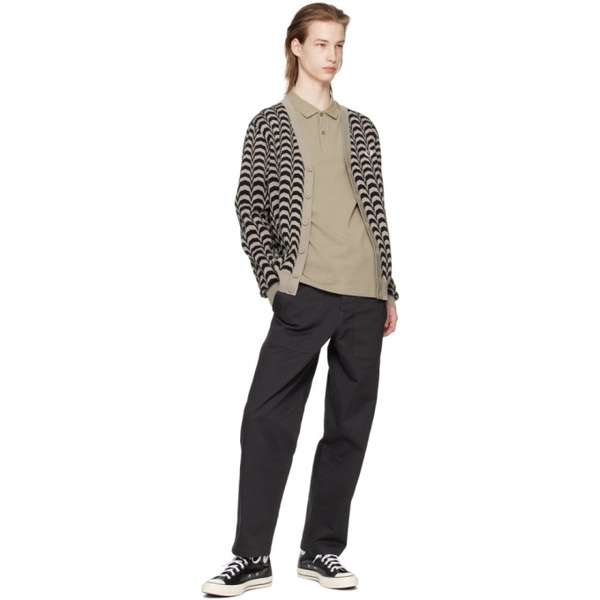  Fred Perry Taupe & Black Jacquard Cardigan 241719M200004