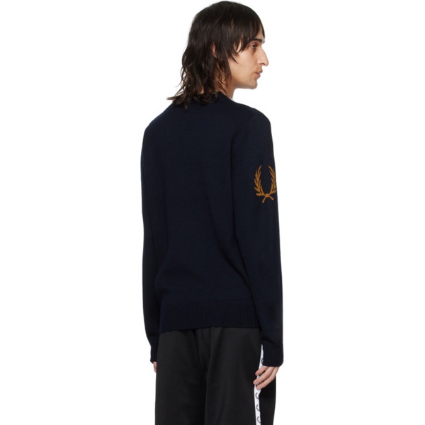  Fred Perry Navy Laurel Wreath Sweater 241719M201000