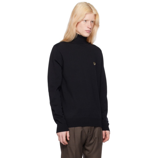  Fred Perry Black Embroidered Turtleneck 241719M201001