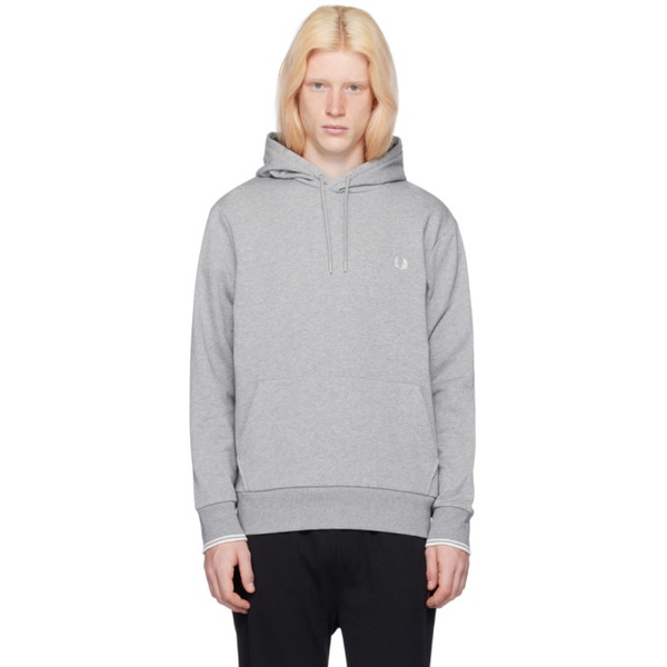  Fred Perry Gray Tipped Hoodie 241719M202005
