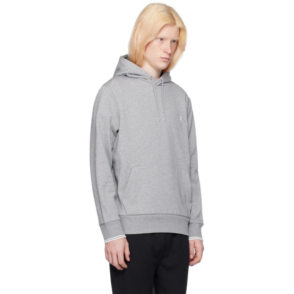  Fred Perry Gray Tipped Hoodie 241719M202005