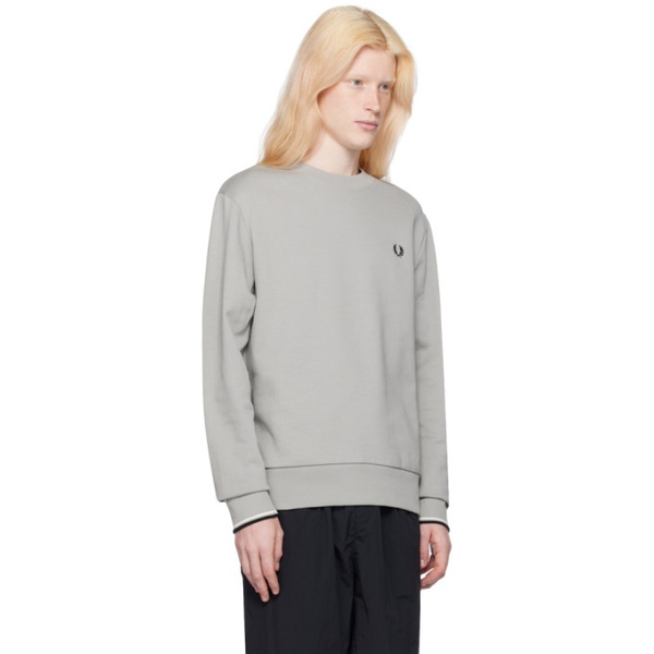  Fred Perry Gray Embroidered Sweatshirt 241719M204000