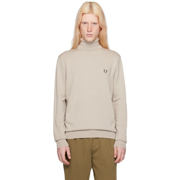  Fred Perry Taupe Embroidered Turtleneck 241719M205000
