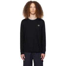Fred Perry Black Twin Tipped Long Sleeve T-Shirt 241719M213006
