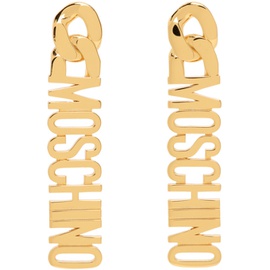 모스키노 Moschino Gold Logo Lettering Pendant Earrings 241720F022001