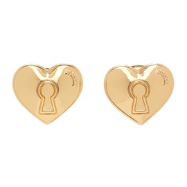 모스키노 Moschino Gold Heart Lock Earrings 241720F022006