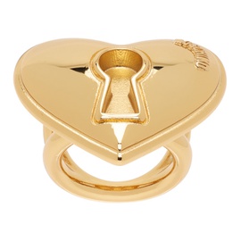 모스키노 Moschino Gold Heart Lock Ring 241720F024003