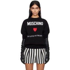 모스키노 Moschino Black Embroidered Sweatshirt 241720F098002